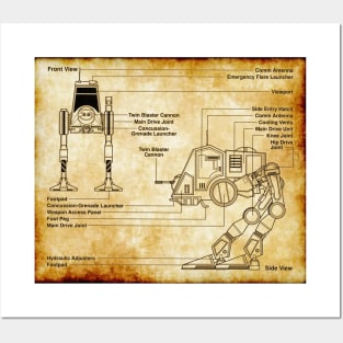 Imperial Walker Parchment Blueprint Posters and Art